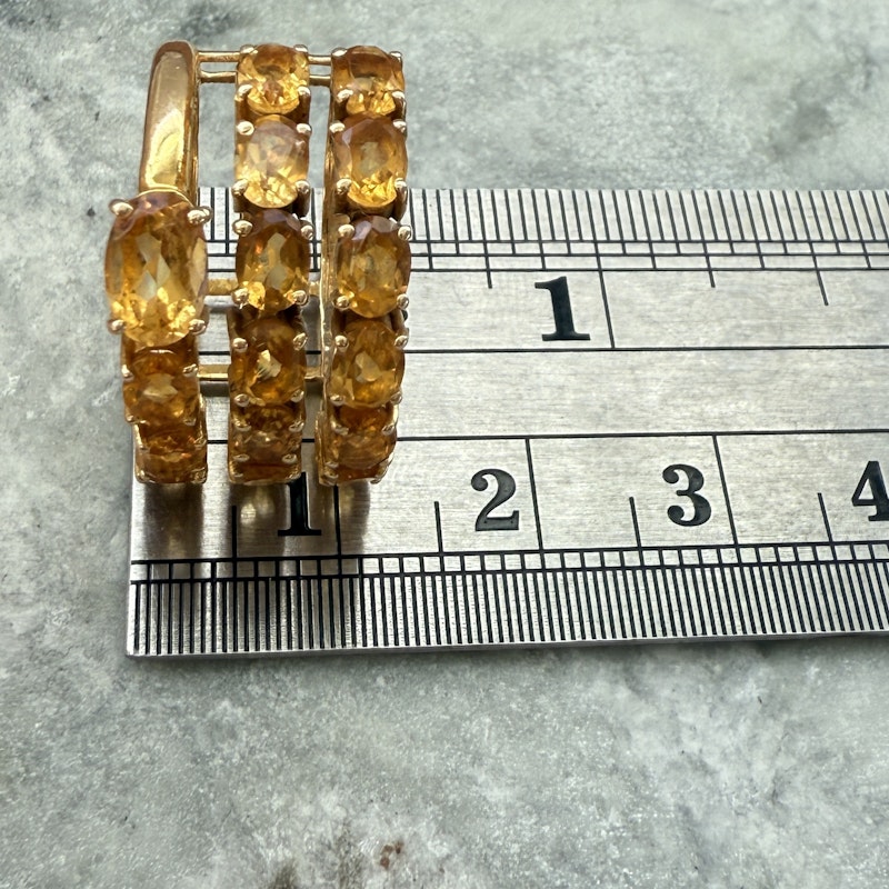 14k Yellow Gold Triple Row Oval Cut Citrine Ring