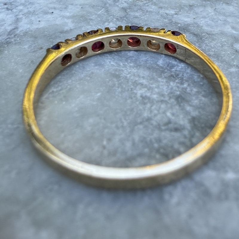 14k Yellow Gold Ruby and Diamond Band Ring