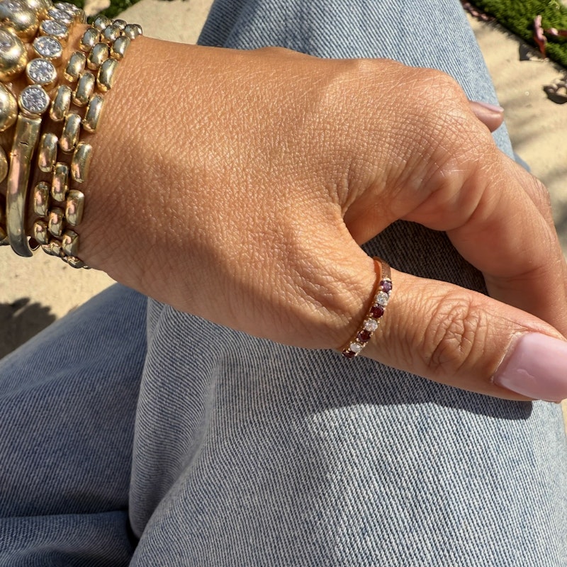 14k Yellow Gold Ruby and Diamond Band Ring