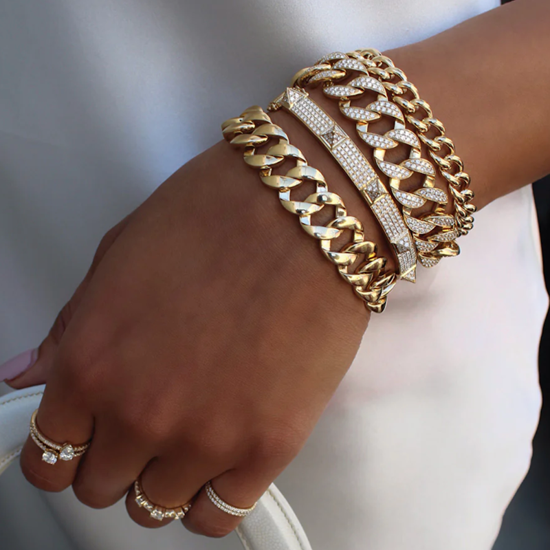 Anita Ko 18k Yellow Oval Diamond Bracelet with Diamond Spikes