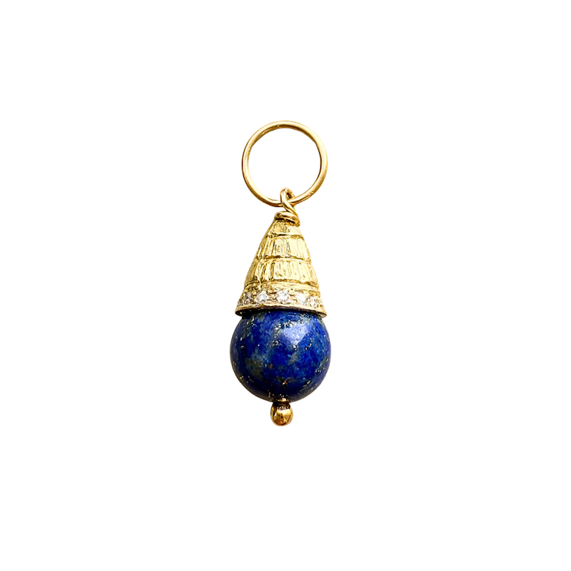 Jenna Blake Lapis Acorn Charm with 18k Yellow Gold