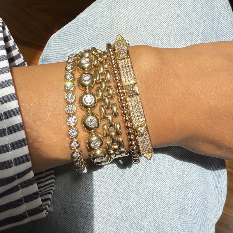 Anita Ko 18k Yellow Oval Diamond Bracelet with Diamond Spikes