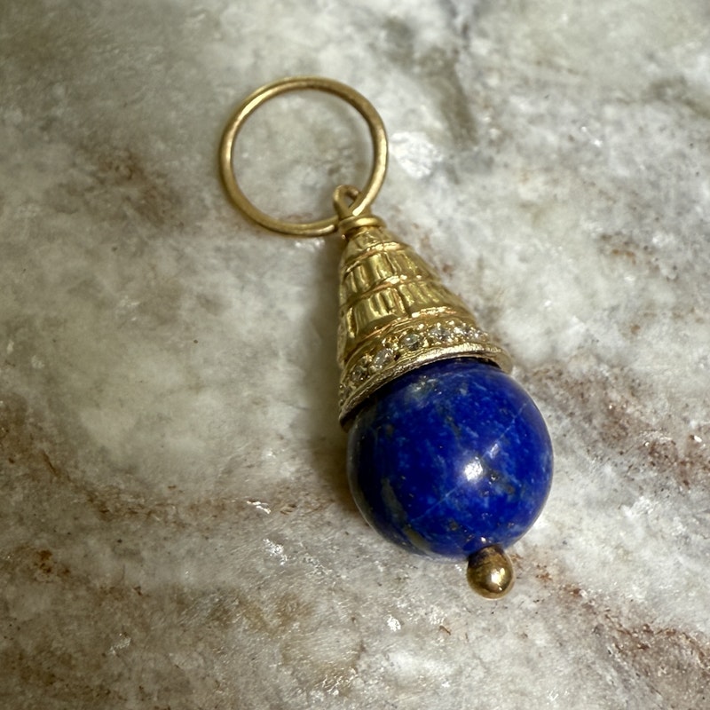 Jenna Blake Lapis Acorn Charm with 18k Yellow Gold