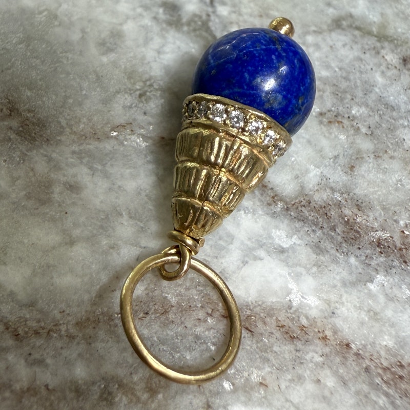 Jenna Blake Lapis Acorn Charm with 18k Yellow Gold