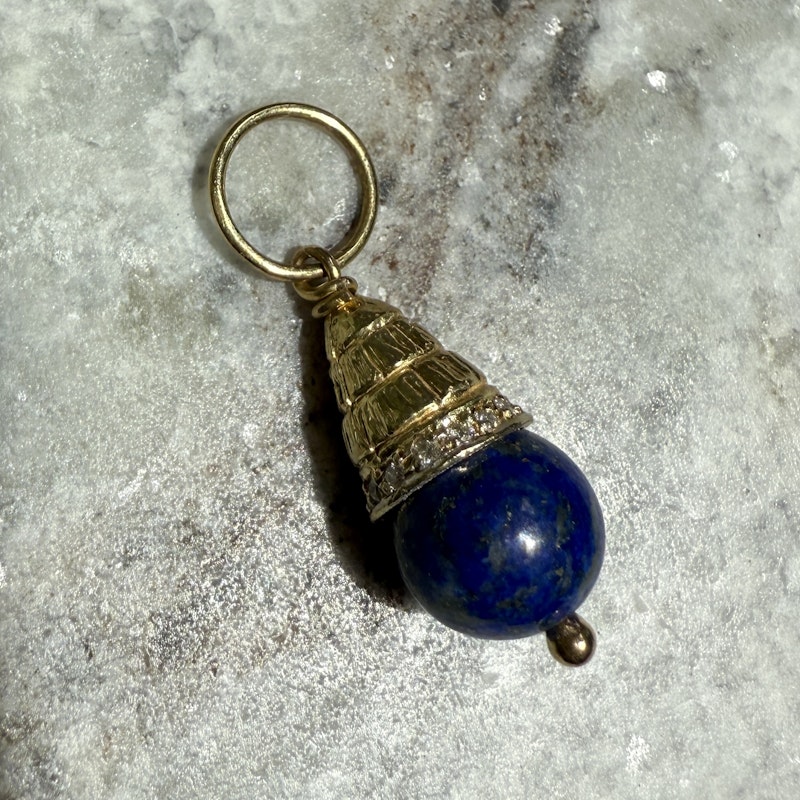 Jenna Blake Lapis Acorn Charm with 18k Yellow Gold