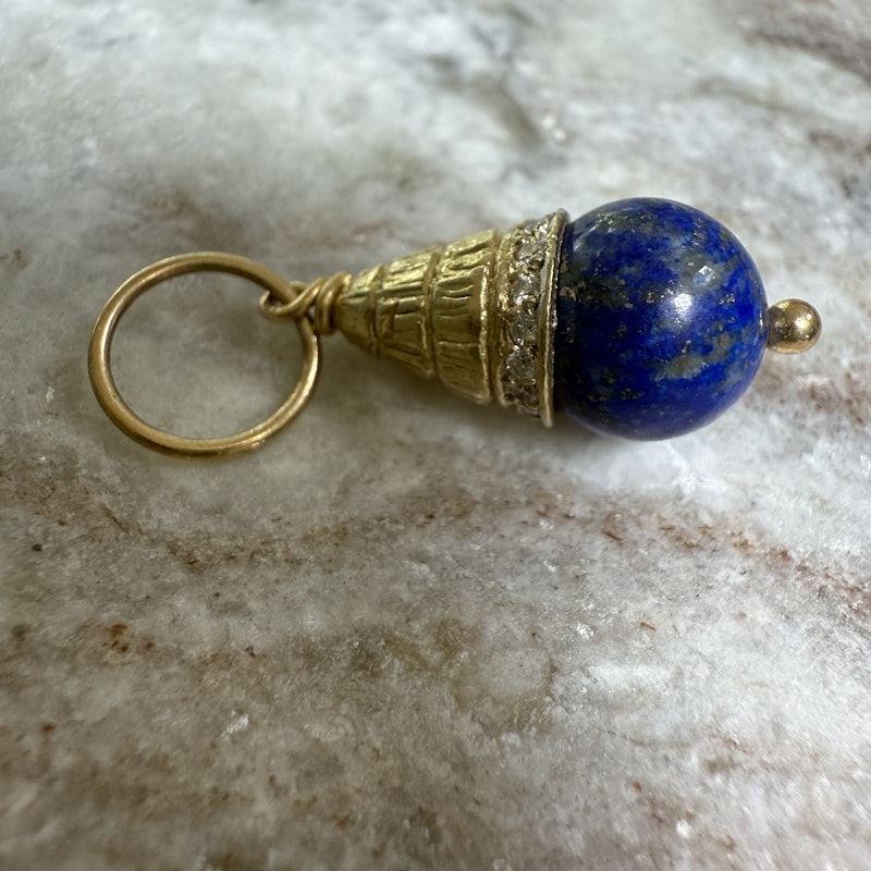 Jenna Blake Lapis Acorn Charm with 18k Yellow Gold