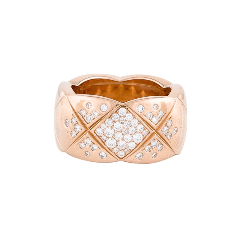 Chanel 18k Rose Gold Diamond Coco Crush Large Ring