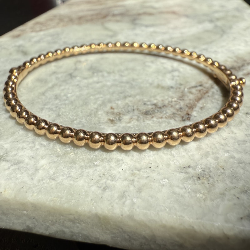 Van Cleef & Arpels 18k Rose Gold Perlée Pearls of Gold Bangle, M