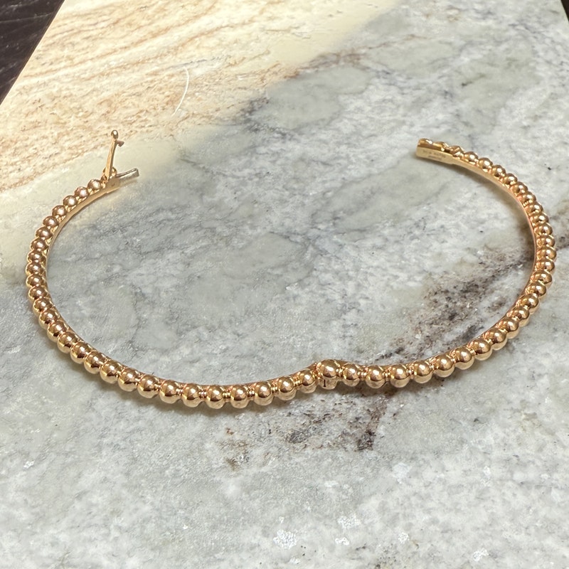 Van Cleef & Arpels 18k Rose Gold Perlée Pearls of Gold Bangle, M