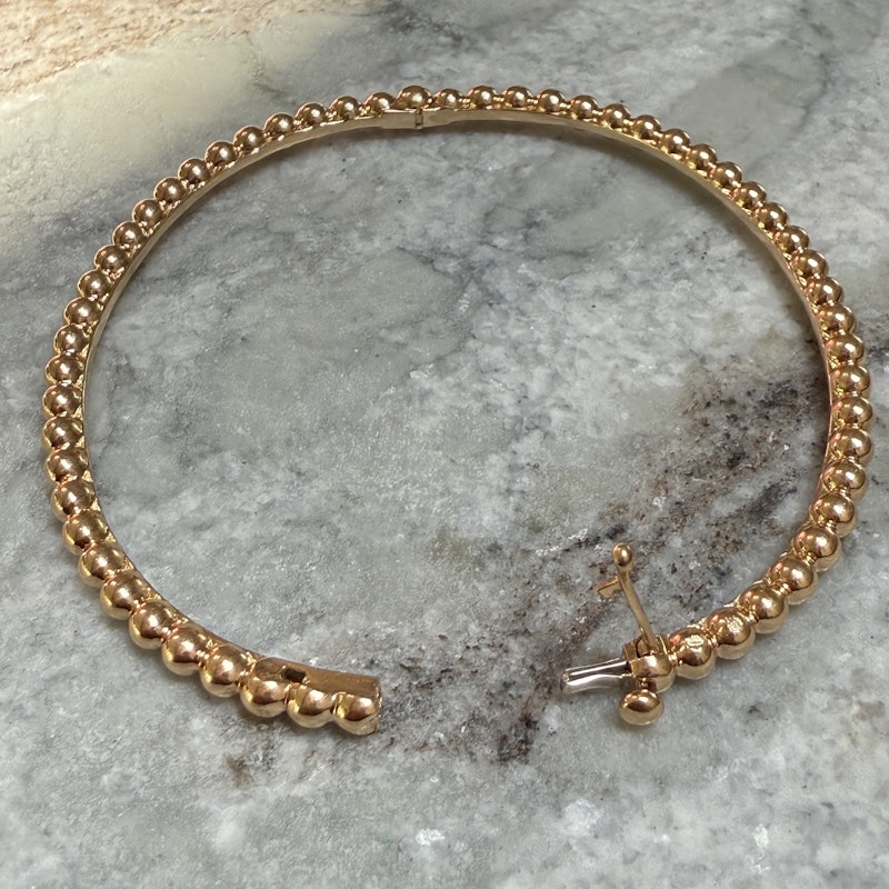 Van Cleef & Arpels 18k Rose Gold Perlée Pearls of Gold Bangle, M