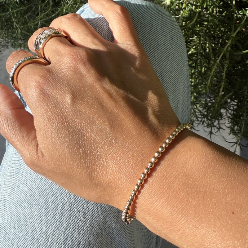 Van Cleef & Arpels 18k Rose Gold Perlée Pearls of Gold Bangle, M
