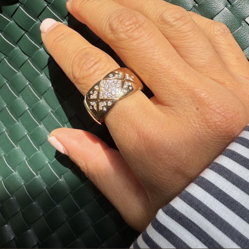 Chanel 18k Rose Gold Diamond Coco Crush Large Ring