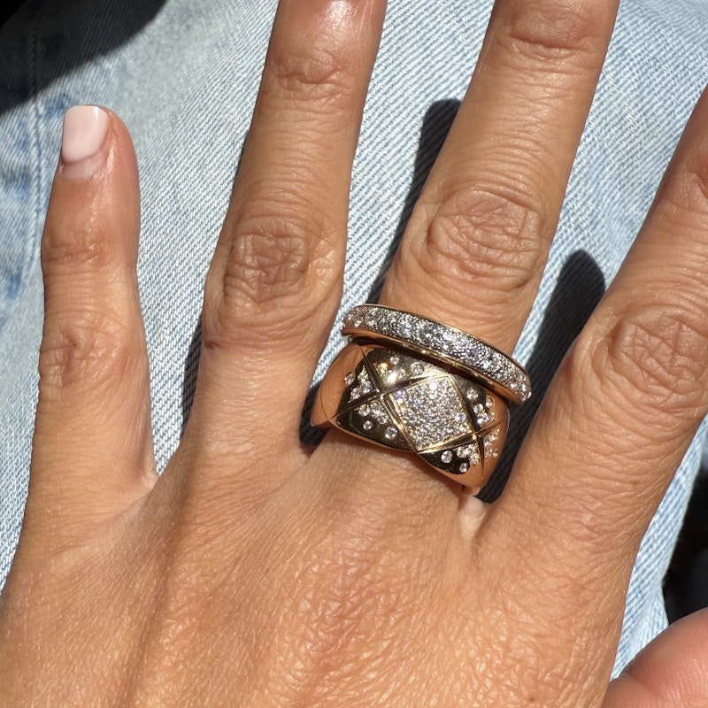 Chanel 18k Rose Gold Diamond Coco Crush Large Ring