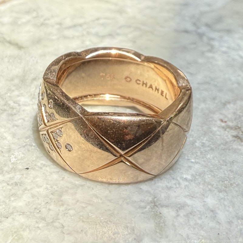 Chanel 18k Rose Gold Diamond Coco Crush Large Ring
