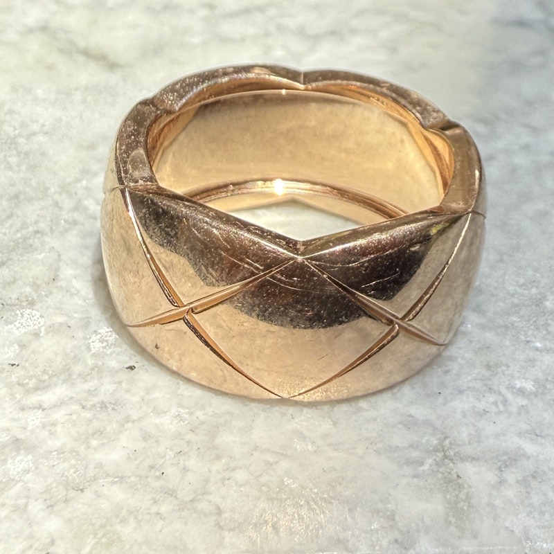 Chanel 18k Rose Gold Diamond Coco Crush Large Ring