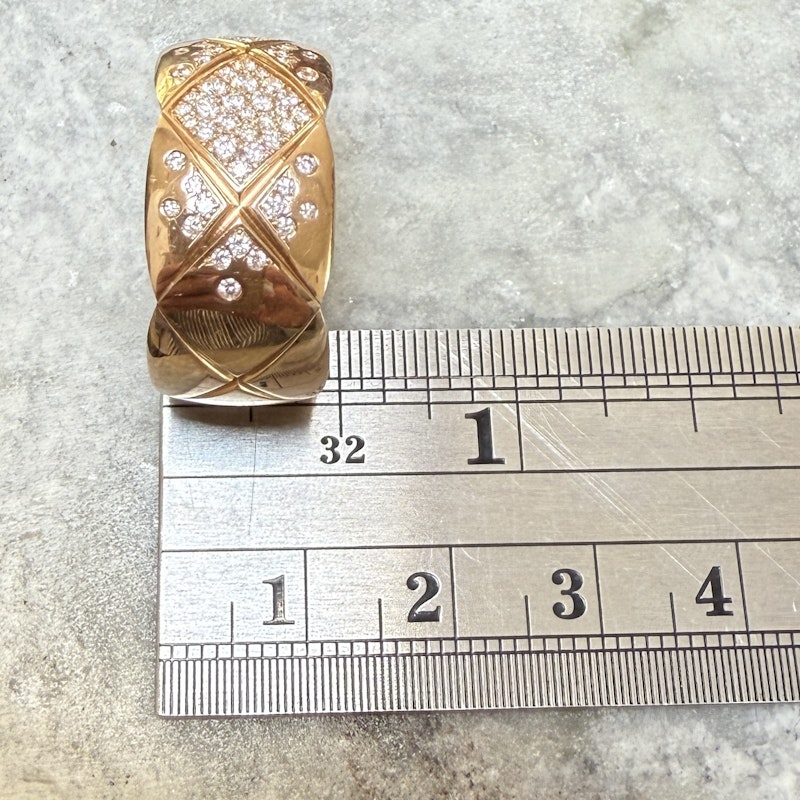 Chanel 18k Rose Gold Diamond Coco Crush Large Ring
