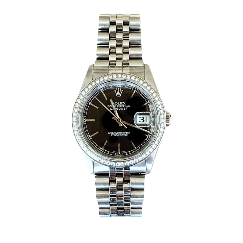 Vintage Rolex 36mm Datejust Women’s Watch with Diamond Bezel