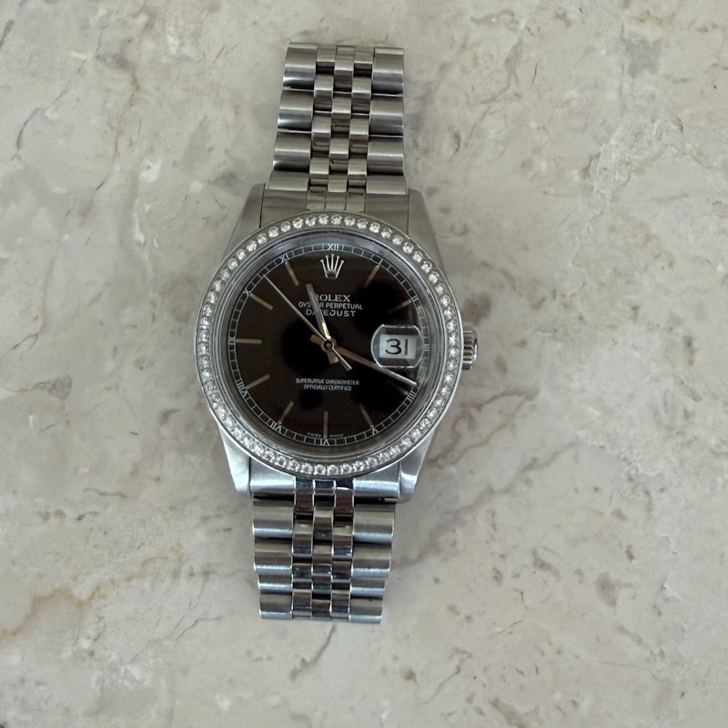 Vintage Rolex 36mm Datejust Women’s Watch with Diamond Bezel