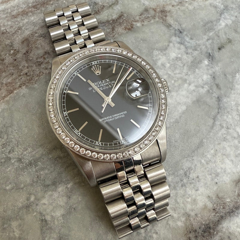 Vintage Rolex 36mm Datejust Women’s Watch with Diamond Bezel