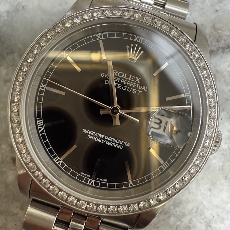 Vintage Rolex 36mm Datejust Women’s Watch with Diamond Bezel