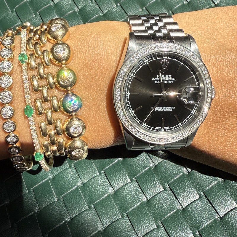 Vintage Rolex 36mm Datejust Women’s Watch with Diamond Bezel