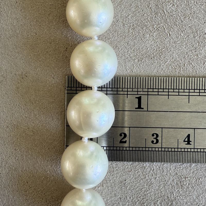 Vintage South Sea Pearl Necklace with 18k White Gold Diamond Clasp