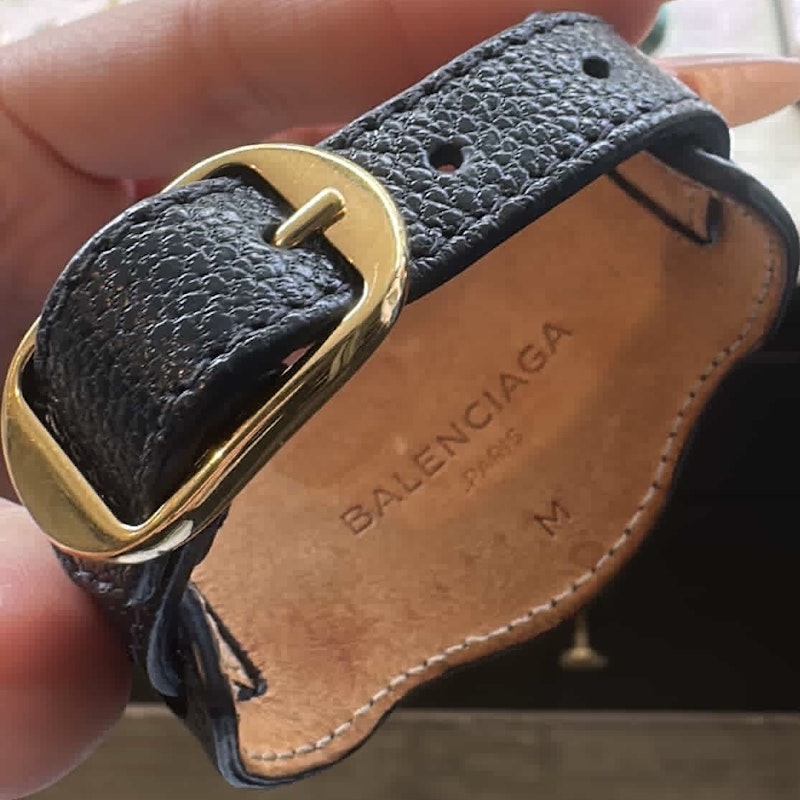 Balenciaga Leather Ligne Classic Wrap Bracelet - Blue, Gold