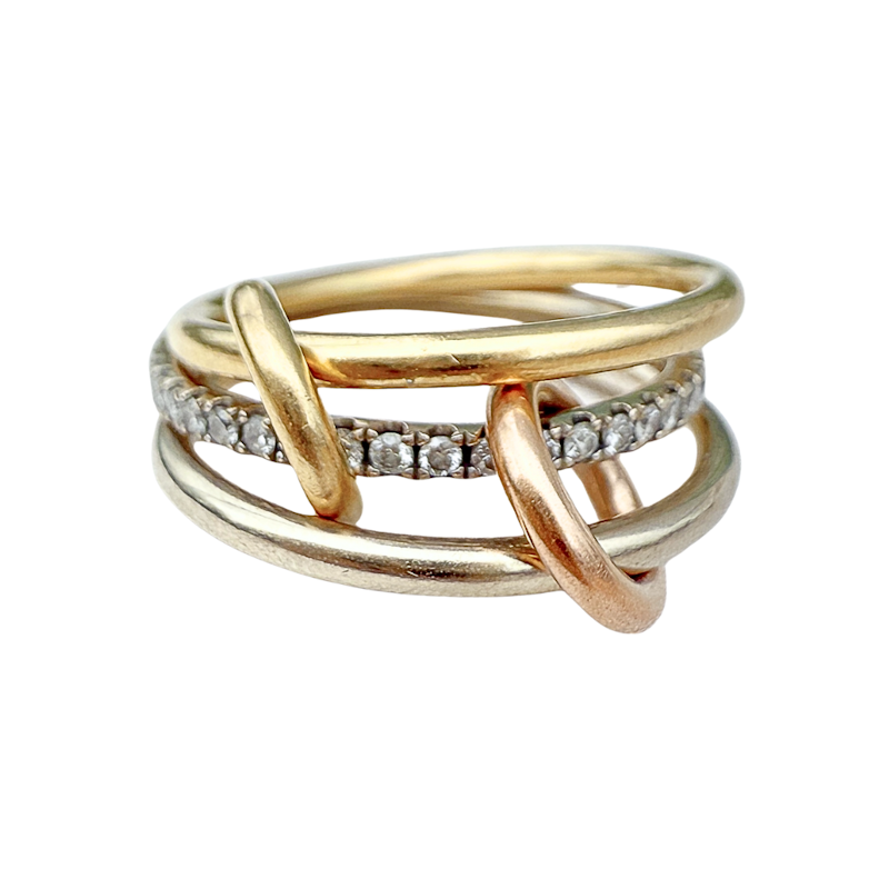 Spinelli Kilcollin Sonny Mixed 18k and Diamond Three Band Ring