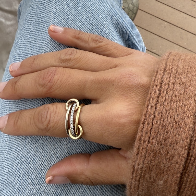Spinelli Kilcollin Sonny Mixed 18k and Diamond Three Band Ring