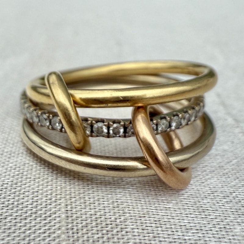 Spinelli Kilcollin Sonny Mixed 18k and Diamond Three Band Ring
