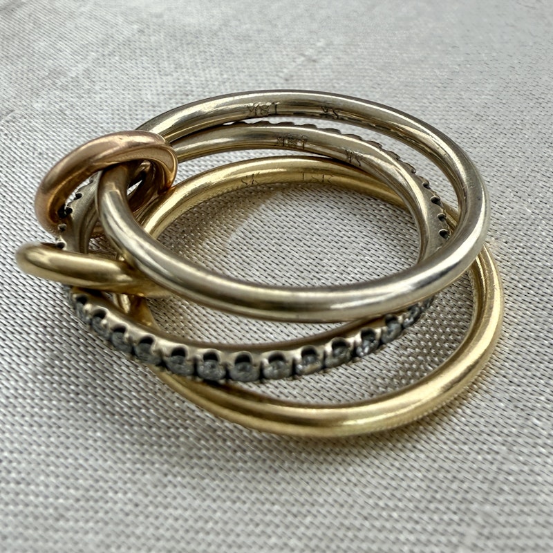 Spinelli Kilcollin Sonny Mixed 18k and Diamond Three Band Ring