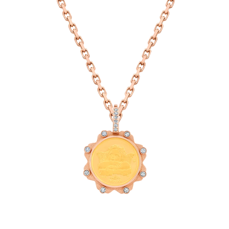 18k Rose Gold Angel Coin Necklace