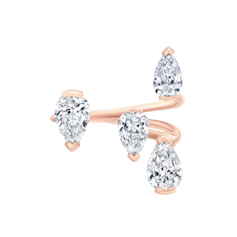 18k Rose Gold Pear-Shaped Diamond Open Ring