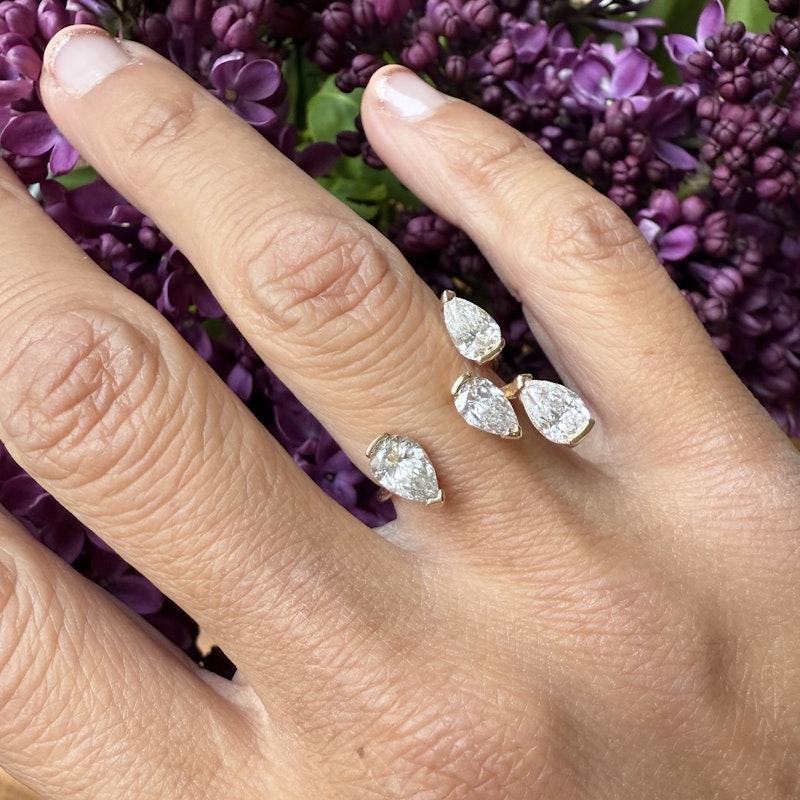 18k Rose Gold Pear-Shaped Diamond Open Ring