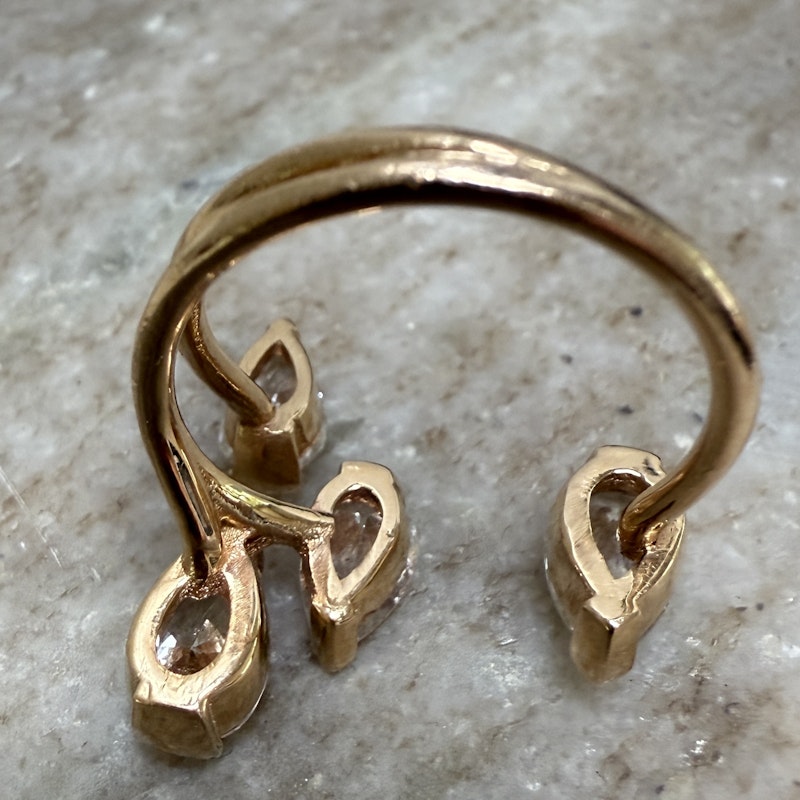 18k Rose Gold Pear-Shaped Diamond Open Ring