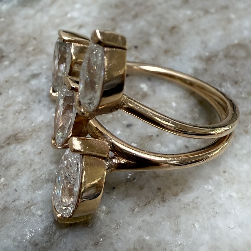 18k Rose Gold Pear-Shaped Diamond Open Ring