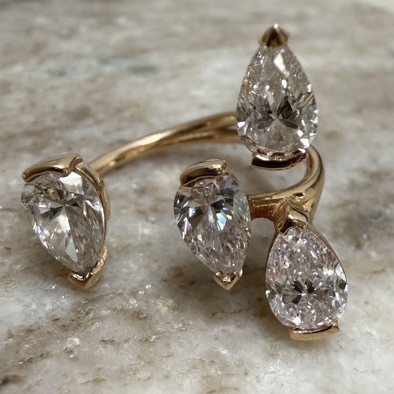 18k Rose Gold Pear-Shaped Diamond Open Ring