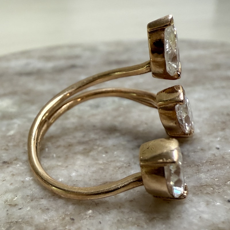 18k Rose Gold Pear-Shaped Diamond Open Ring