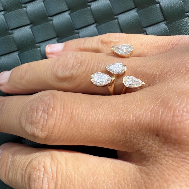 18k Rose Gold Pear-Shaped Diamond Open Ring