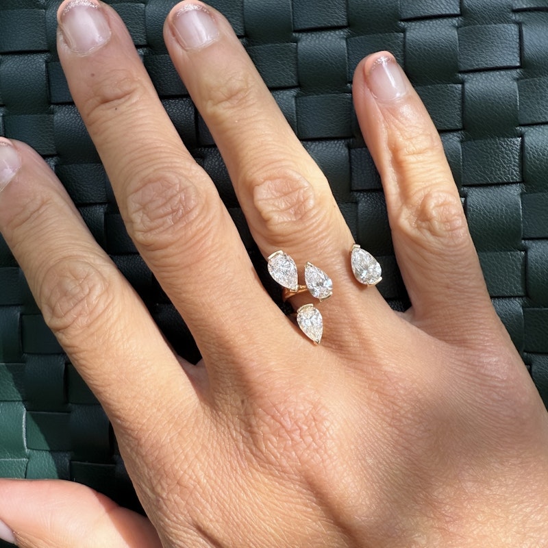 18k Rose Gold Pear-Shaped Diamond Open Ring