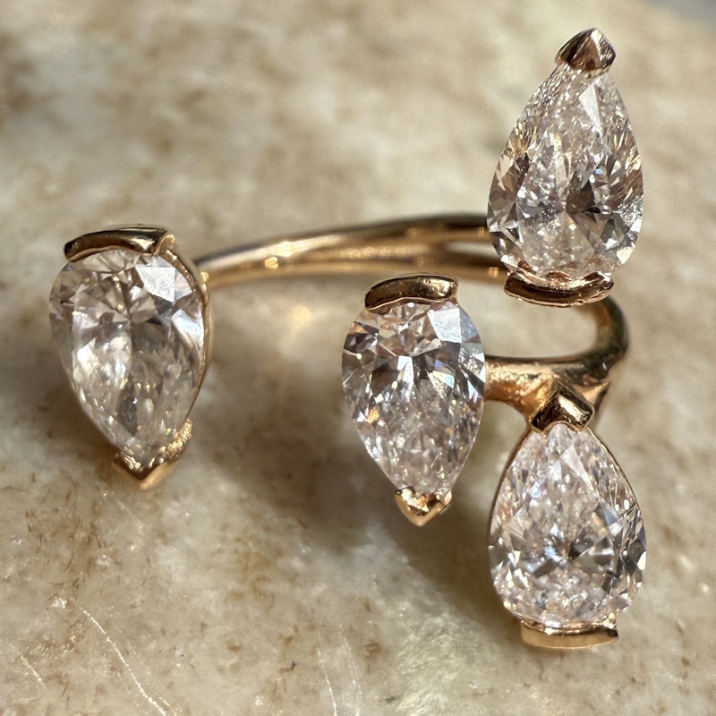 18k Rose Gold Pear-Shaped Diamond Open Ring