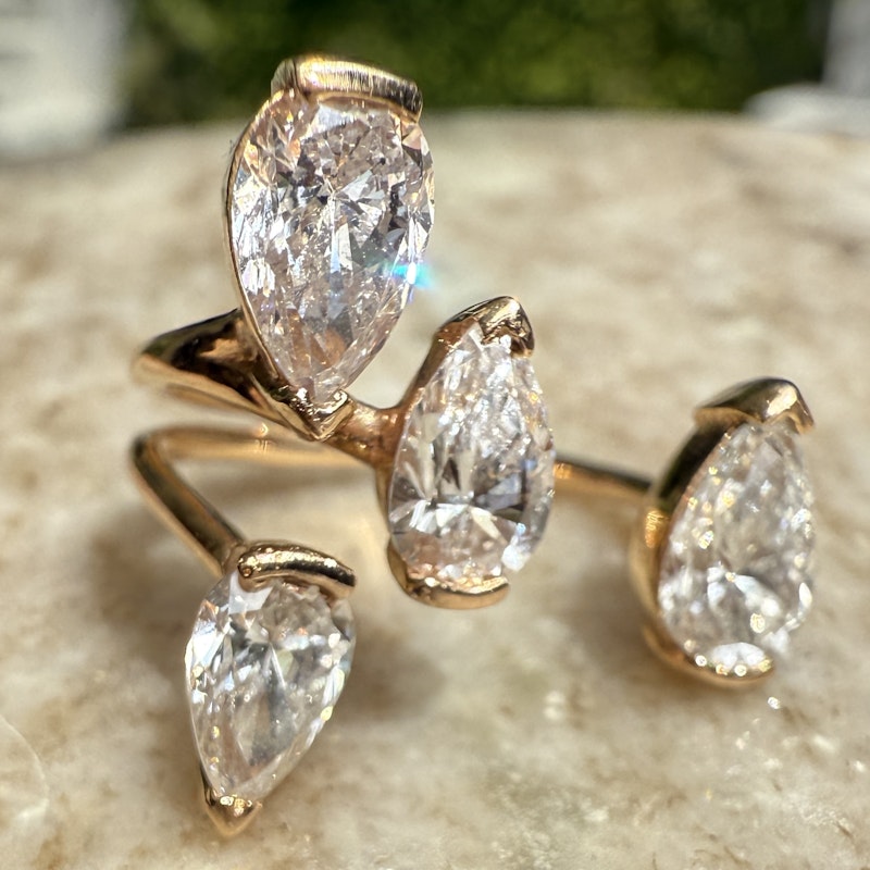18k Rose Gold Pear-Shaped Diamond Open Ring