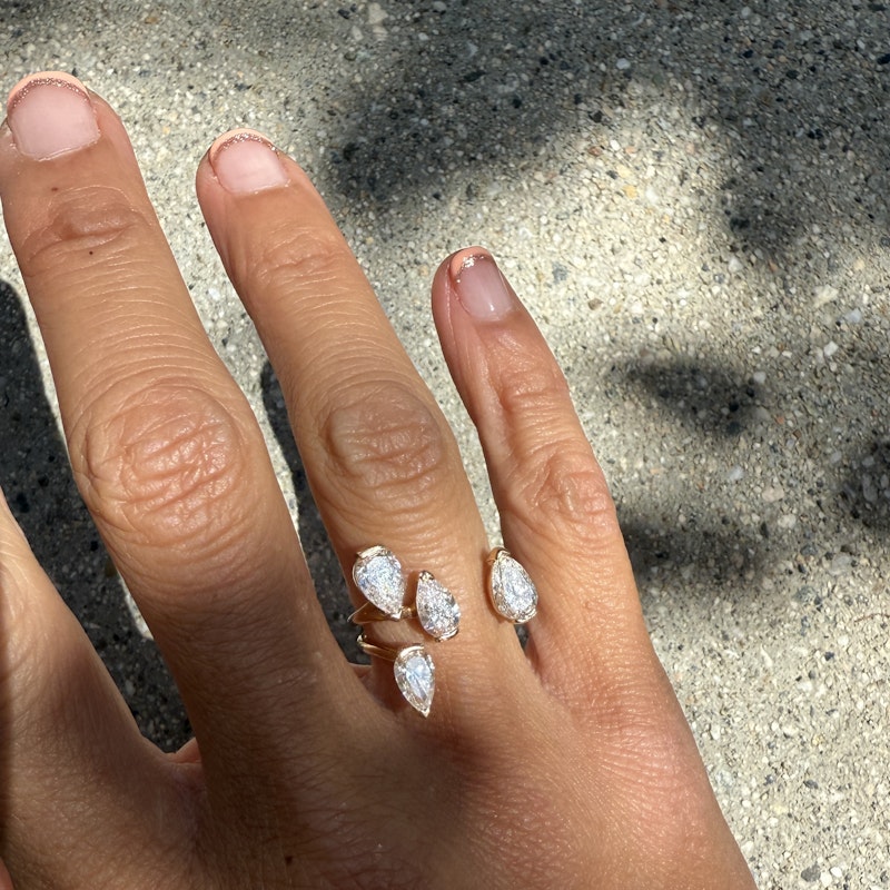 18k Rose Gold Pear-Shaped Diamond Open Ring