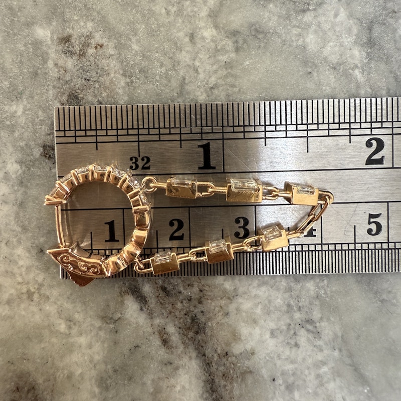 18k Rose Gold Asscher Cut Diamond Drop Chain Huggie Earrings