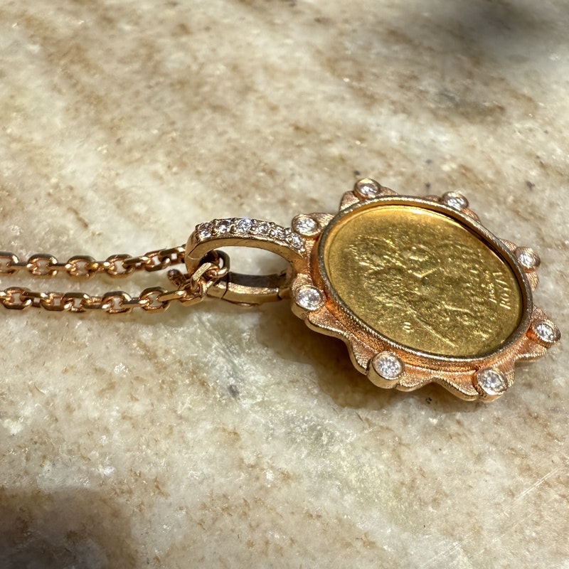 18k Rose Gold Angel Coin Necklace