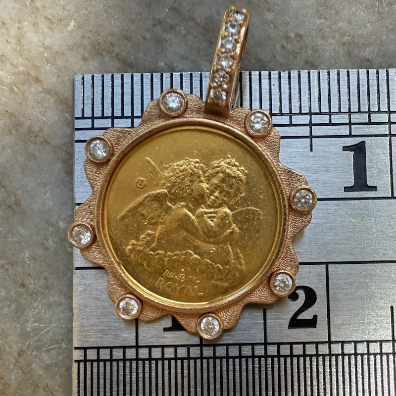 18k Rose Gold Angel Coin Necklace