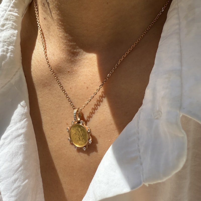 18k Rose Gold Angel Coin Necklace