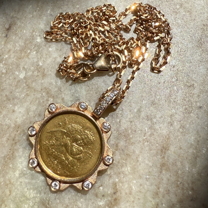 18k Rose Gold Angel Coin Necklace