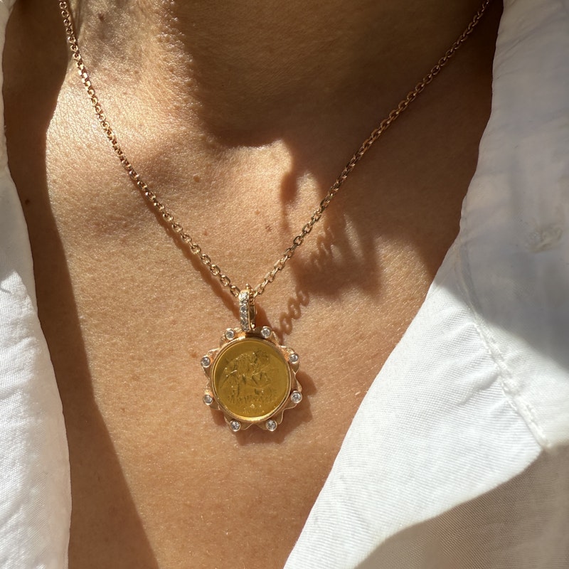 18k Rose Gold Angel Coin Necklace