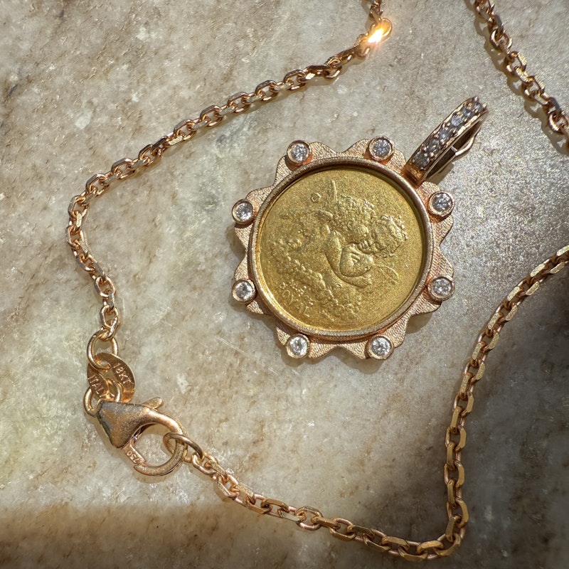18k Rose Gold Angel Coin Necklace